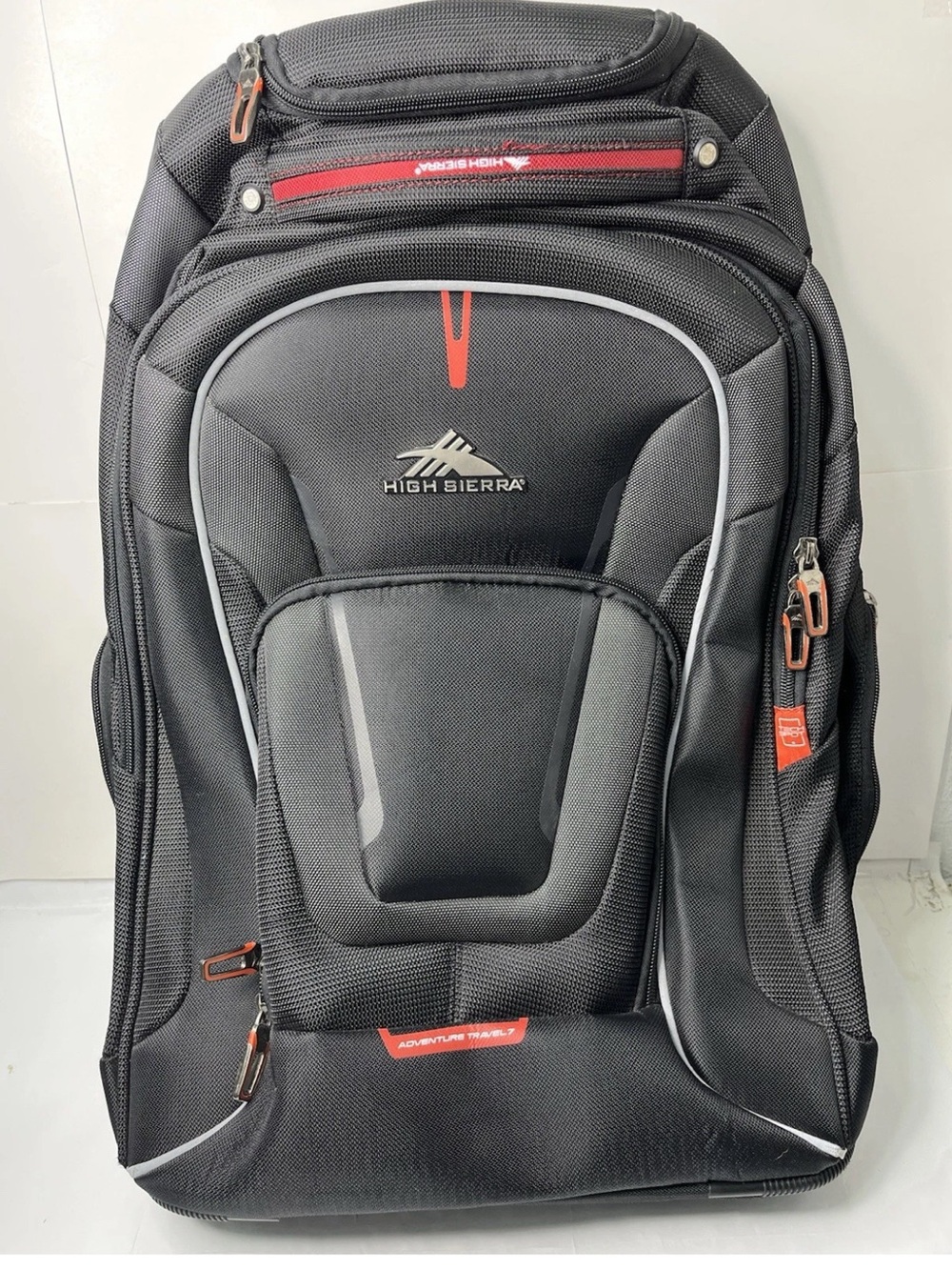 High Sierra Rolling Backpack Black Red Tech Spot Laptop Pocket Travel Adventure